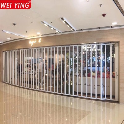 铝合金透明水晶折叠门店铺商场推拉门侧拉弧形pvc折叠门折闸厂家  1件图2