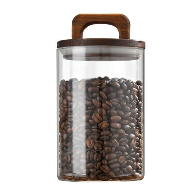 美式把手盖收纳罐茶叶罐零食储物罐咖啡豆玻璃罐展示玻璃密封罐  1件图5