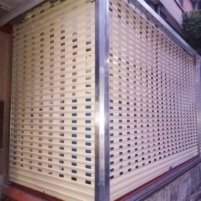 不锈钢彩板闸卷帘门铝合金电动防盗卷门店铺超市防盗门卷闸门 5平方米图5