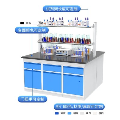 实验室工作台全钢实验台通风柜理化板边台学校化学钢木中央试验台  1件图2